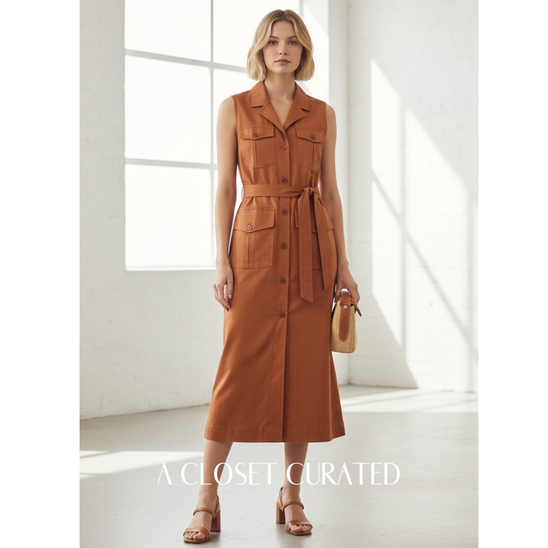 Rodebjer Junebug Twill Midi Dress Medium Orange New